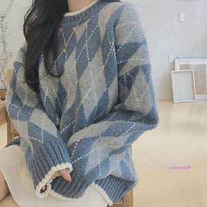 다이아 넥 라운드 아가일 니트 넥니트rst837