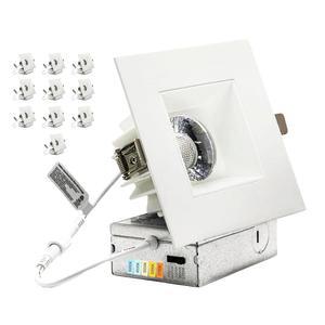 YUURTA 4인치 12W 깊이의 눈부심 방지 사각형 오목 천장 LED 다운라이트(포트 라이트) 색상 선택 가능 5CCT: 2700K 5000K CRI90+ 디머블 1000lm 120V ETL 상장 IC 등급(화이트, 10팩)