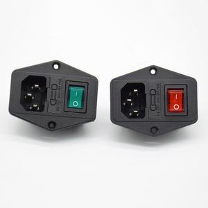 POWER LOGIC 로커 IEC 3 핀 320 C14 인렛 소켓 커넥터 플러그, 10A 퓨즈 레드 그린, 16A, 250V, 1