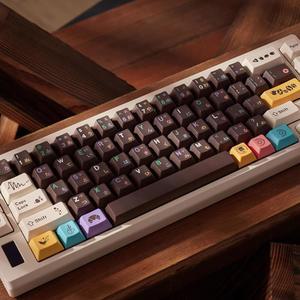 민트캡 PBT 일본 브라운 키캡 세트 129 키 체리 프로필 귀여운 커스텀 염료 승화 키보드 60% 65% 70% 75% 게터론 MX 스위치 기계식