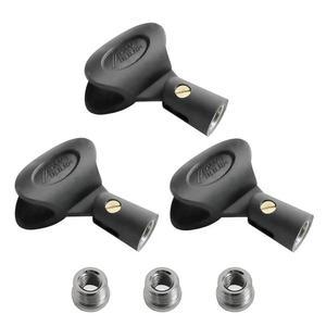 AUDIO2000의 3팩 소프트 플라스틱 무선 마이크 클립 홀더, 5인치 남성부터 3인치 여성 어댑터 AMC4182