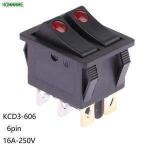 조명 ON/OFF POWER LOGIC 버튼 , 전기 베이킹 팬, 히터 6 핀 KCD3 606 더블 로커 16A ~ 250V AC
