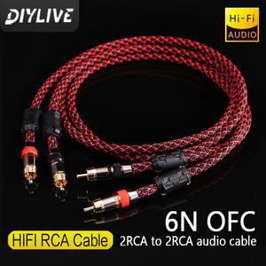 DIYLIVE RCA 오디오 케이블 2 RCA-2 상호 연결 HIFI 스테레오 6N OFC 수-수 앰프 DAC TV 차량 오디오용 듀