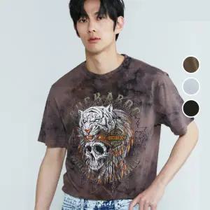 [롯데백화점]버커루 남성 30수 스컬 라운드넥 반팔 티셔츠 B232TS394P