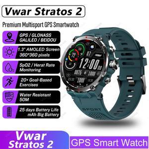 스마트워치 GPS 스마트 워치 Stratos 2 군용 AMOLED 디스플레이 5ATM IP68 방수 전술 남성 혈액 산소 아이