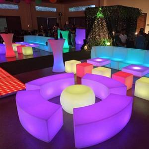 야외용 플라스틱 LED 조명 가구 높은 칵테일 바 테이블 및 의자 세트 글로우 이벤트 파티 웨딩 클럽 정원