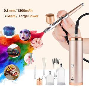 150cm 에어 튜브 휴대용 손톱 브러시 키트 압축기 네일 페인트 스프레이 건 메이크업 과자 그림 분무기 이