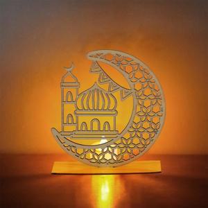 Eid 무바라크 나무 DIY 트레이 이슬람 음식 홀더 라마단 카림 무슬림 홈 파티 용품 알 피트르 테이블 2025