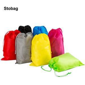 StoBag 부직포 드로스트링 가방, 신발 의류 보관, 재사용 가능한 포켓 여행 주최자 파우치, 로고 추가 요금, 40
