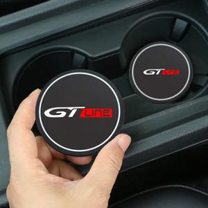 자동차 매트 2Pcs 자동차 컵 받침 워터 슬롯 미끄럼 방지 매트 음료 패드 푸조 GT 라인 206