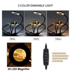 NEWACALOX 클립 온 납땜 PCB 홀더 도구 3X LED 돋보기 5Pcs 돕는 팔 용접 작업장 스테이션 수리
