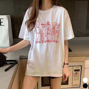 프렌드 프린팅 오버핏 티셔츠lmn650