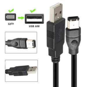 [누리사운드]Firewire 커넥터 IEEE 1394 6 핀 남성-USB 2.0 남성 어댑터 변환기 케이블 노트북 코드 1.2m 1