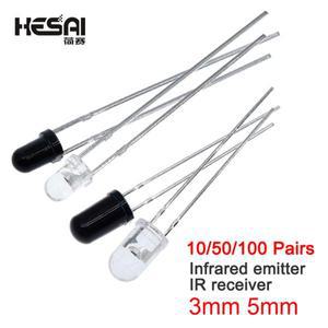 10/50/100쌍 5mm 3mm 940nm LED 적외선 터   IR 수신기 다이오드 301A