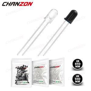 100개 5mm IR LED 방출 다이오드 850nm 940nm  터 수신기 적외선 송신기 포토 트랜지스터 보이지  DIY PCB
