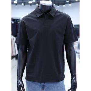 STCO S/S 여름 블랙 이지케어 히든버튼 카라 반팔 티셔츠 (세미오버핏) STSVB34