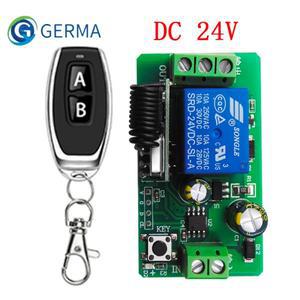 GERMA-433Mhz 무선 원격 제어 스위치 DC 24V 1CH RF 릴레이 수신기 모듈 쓰레기 게이트 도어용 2 버튼 송신