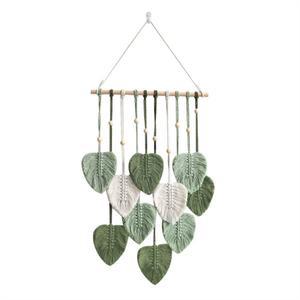 L68ALeaf Macrame 벽 걸이 Boho 룸 홈 장식 짠 미적 태피스트리 웨딩 녹색