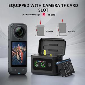 호환품 2025 인스타360 호환 X5 액션 카메라 액세서리 용 360 배터리  충전기 새 휴대용 2 슬롯 허브