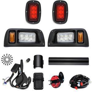 Orle Oko 골프 카트 디럭스 조명 키트 클럽 카 DS 12V 스트리트 리걸 업그레이드 헤드라이트 후미등 LED 1993년 이상 방향 지시등 위험 스위치 혼 브레이크 패드 포함