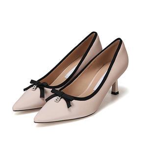 바바라 소가죽 리본 큐빅 여성펌프스 6cm_AAG761