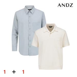 [롯데백화점]앤드지 앤드지[ANDZ] 1+1 25SS 캐주얼세미오버핏 카라티&남방 6종택2 (BZF2TT1104,WC1103)