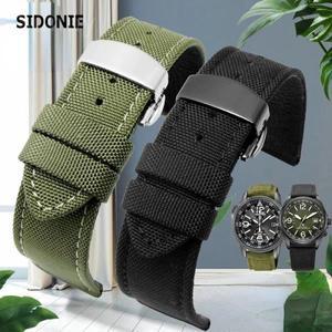 호환 SEAGULL 호환 가죽 시계 밴드 용 CITIZEN ECO DRIVE BM8475 육군  나일론 스트랩 18 19 20 22 24