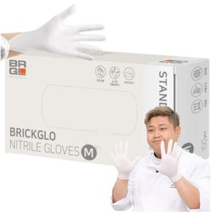 브릭글로 스탠다드 니트릴 장갑 100p, 화이트 x 중(M) x 1개