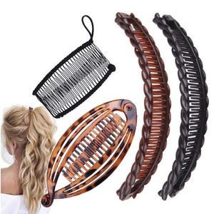 헤어 클립 두꺼운 곱슬 머리 액세서리에 대한 빈티지 빗 도구 Fishtail 바나나 여자 세트