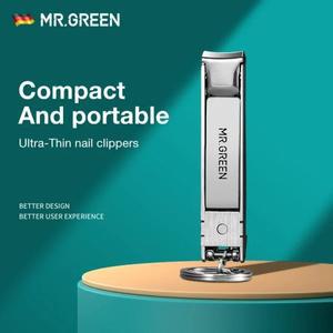MR.GREEN 초박형 손톱깎이 접이식 휴대용 여행 손톱 가위 커터 스테인레스 스틸 매니큐어 도구