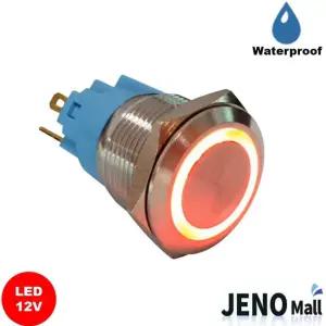 5핀 푸쉬락 방수 메탈 스위치 12V 링 LED 빨간색 ON O 토글