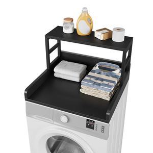 선반이 있는 HOTLUU 세탁기 건조기 조리대, 27 5 D x 27 5 W x 16 7 H, 미끄럼 방지 패드와 가장자리 레일이 있는 세탁기 및 건조기 조리대, 세탁실 보관 및 정리 블랙