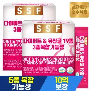 [소비기한 26.01.20] 순수식품 다이어트 유산균 2박스(60포) 19종 3종복합기능성 프로바이오틱스
