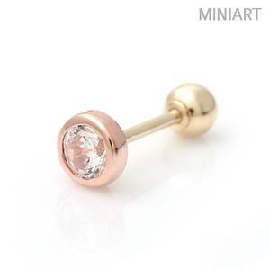 14K GOLD 4mm 큐빅 금 피어싱 귀걸이