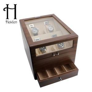 [하이덴][Heiden] 하이덴 그랜드 쿼드 와치와인더 HD018-Walnut Wood 명품 서랍형 시계보관함 4구