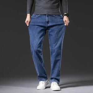 남자청바지 와이드 밴딩 데님조거 생지 남성용 양털 청바지 2023 신상 양모 패션 두껍고 캐주얼 스트레이트