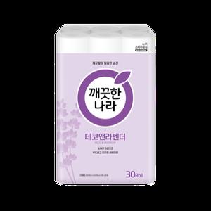 깨끗한나라 3겹 데코앤라벤더 롤화장지 30m 30롤 × 1팩