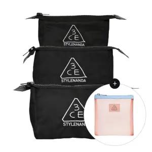 3CE 파우치 블랙 3종(미니+스몰+기본)+뉴블룸 메쉬 파우치