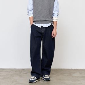 UNISEX 논페이드 커브드 데님 팬츠 [NAVY] / SBE1U11005NAM-MAN