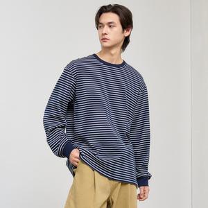 UNISEX 베이직 스트라이프 롱 슬리브 티 [NAVY] / SBE1U01005-MAN