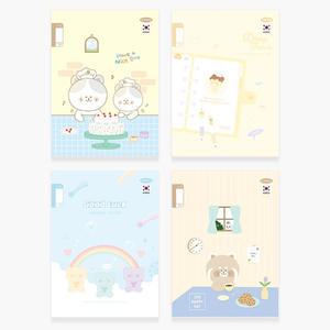 펜피아 1000 초등노트 제본 1~2 무제 노트 17줄 캐릭터 유선 필기 학생 공책 24매