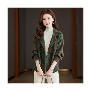 여성코트 봄 가을 정장 코트 숏캐주얼 체크겨울 아우터 OOTD3