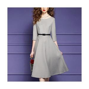 여성원피스 긴팔 스커트 원피스 여밈 프렌치 미디 슬립 허리 봄가을 OOTD3