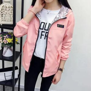 새로운 봄 가을 양면 트렌치 코트 및 재킷 후드 여성용 학생 겉옷 3XL