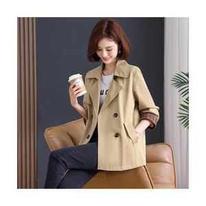 여성코트 캐주얼 엄마룩 더블 코트 봄가을 빅사이즈 루즈핏 숏트렌치 MF3