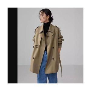 여성자켓 봄가을 카키 코트 트렌치 더블 슬림 OOTD3