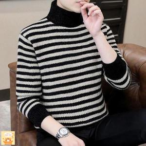 뚜에스틸로 여자니트 밍크 터틀넥 스웨터 캐주얼 겨울 가을 니트 골드 스트라이프 ADOR3