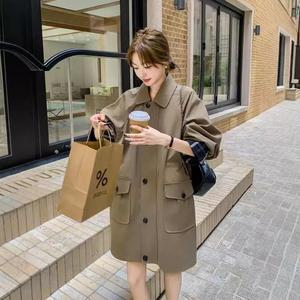 여자 트렌치코트 헨리넥 하프 싱글 봄가을 캐주얼 코트 상의 dom3