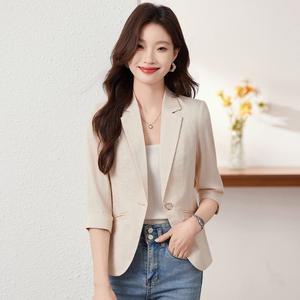 여자정장재킷 살구색 정장 코트 여름 얇은 반팔 캐주얼 상의 원템1