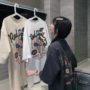 여자반팔 편한 오버핏 프린팅 여성여름티반팔티 한오버핏 여름 박스핏 티셔츠 기본티 기능성opq806